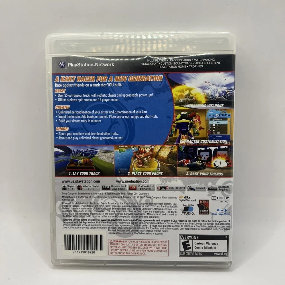 ModNation Racers (Sony PlayStation 3, PS3, 2010) Complete with Manual CIB
